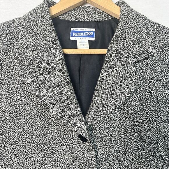 VTG Pendleton Classic Womans Size 8 Gray Black Tweed Wool Blazer Jacket - Picture 5 of 10